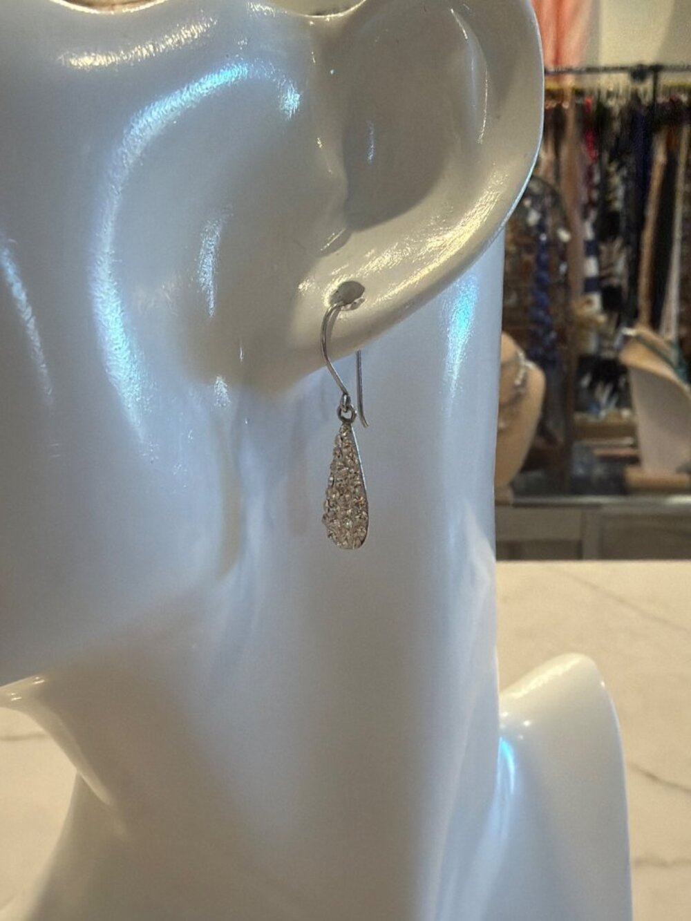Sterling Silver Pavé Crystal Teardrop Dangle Earrings